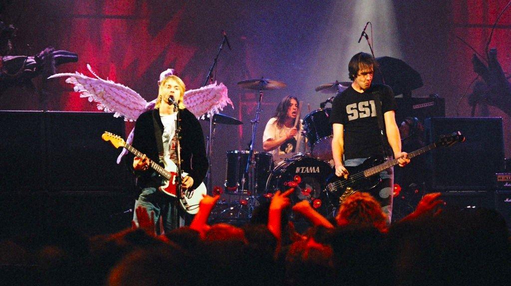 Nirvana performing at MTV Live And Loud in 1993